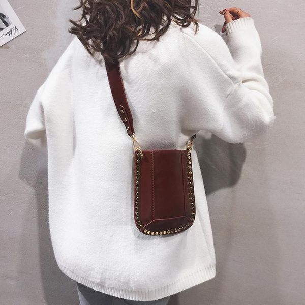 

evening bags summer rivet wide straps pu leather crossbody for women shoulder messenger bag female handbags saddle