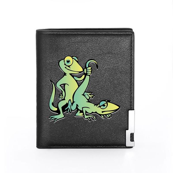 

unique funny frog printing pu leather men women short wallet id holder purse, Red;black