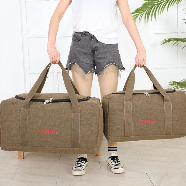 

duffel bags casual retro travel tote bag women's large capacity canvas handbags outdoor hiking trip clothing storage handle