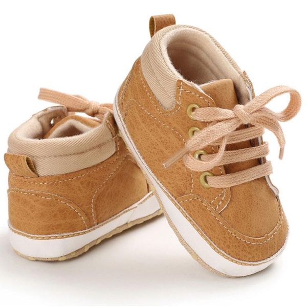 

athletic & outdoor 2021 fashion born baby casual shoes toddler girls boys pu lace up soft sole sneaker infant kids crib for 0-18month, Black