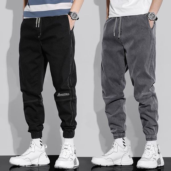 

men's jeans 2021 brand spring summer harem denim cargo pants jogger goth hip hop trousers male casual s-4xl, Blue