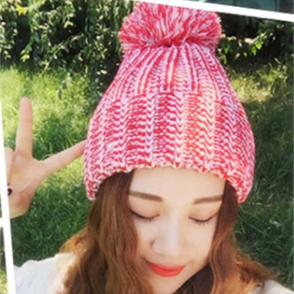 

autumn and winter woolen thickened hat women's pullover warm knitted hat, Black;white