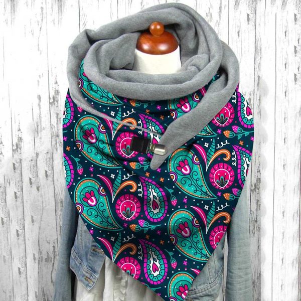

scarves women cashmere scarf with clips fashion retro female multi-purpose infinity shawl warm classic ladies #955, Blue;gray