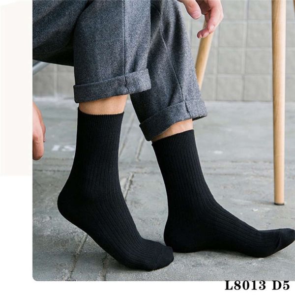 

combed cotton men's socks middle tube color autumn winter leisure pure, Black