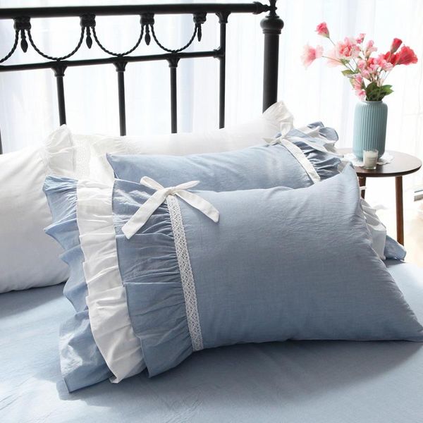 

pillow case 2pcs ruffle layers elegant bowknot design cover bedding pillows home decor sham princess pillowcases
