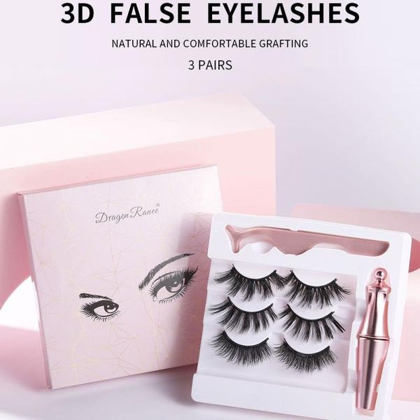 

false eyelashes 3 pairs /2 & tweezers set with box portable liquid eyelash eyeliner fast dry lashes eye makeup tslm2