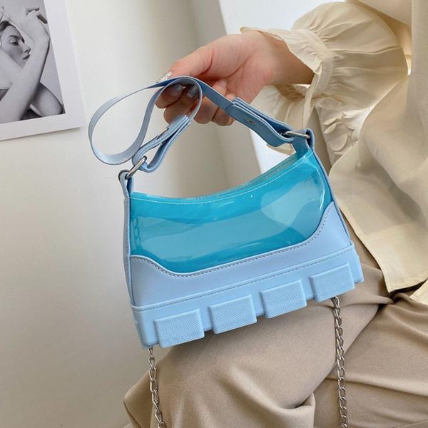 

evening bags fashion women small shoulder totes clear female solid color chain handbag for square armpit bag crossbody