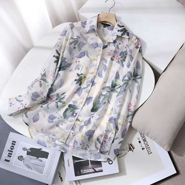 

spanish women's long sleeved shirt shopping mall same autumn cotton silk flower blouse casual, Black;brown