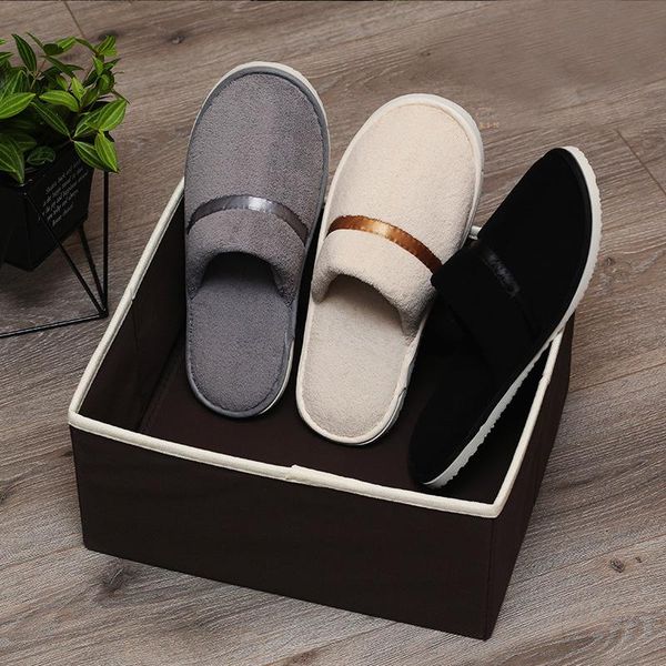 

slippers non-slip wear-resistant coral fleece breathable comfortable thick disposable el warm, Black