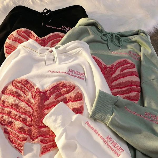 

women's jackets y2k gothic harajuku hooded sweatshirt women skull pattern grunge korean loose long sleeve winter jacket pullover, Black;brown