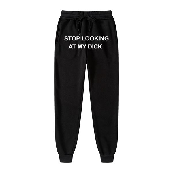

men's pants men women joggers sweat slooking at my dick sweatpants hip hop print waist trousers streetwear hippie y1217, Black