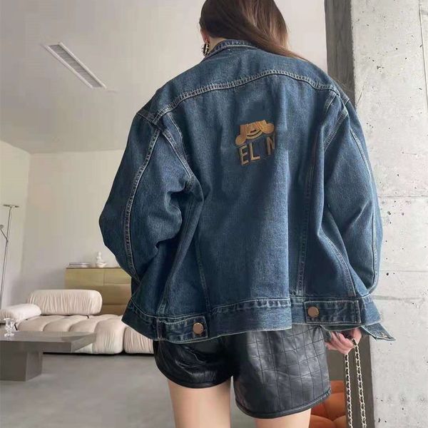 

high version 2021 autumn new saijia embroidery simple fashion white casual washed couple denim jacket, Black;brown