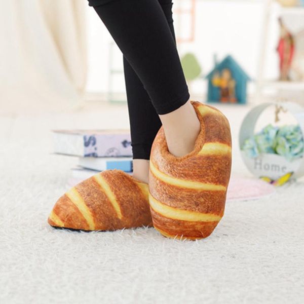 

slippers cartoon bread shape slipper indoor home women shoes ankle sandals warm non-slip shoe girl, Black