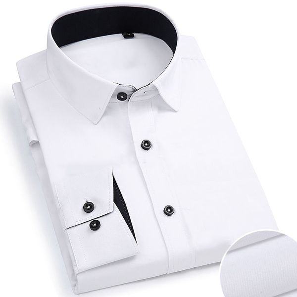 

plus size 8xl 7xl mode random long mouwen slim fit male social business shirt brand men's clothing, White;black