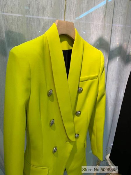 

women's suits & blazers [7evening] - fluorescent yellow double breasted blazer shawl collar 2021 class woman on sale, White;black