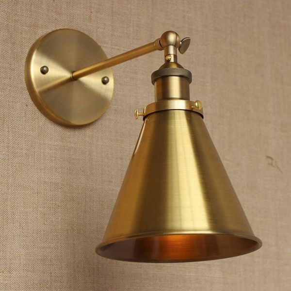 

wall lamp loft antique gold metal adjust for workroom bathroom vanity lights study bedroom bar cafe office e27