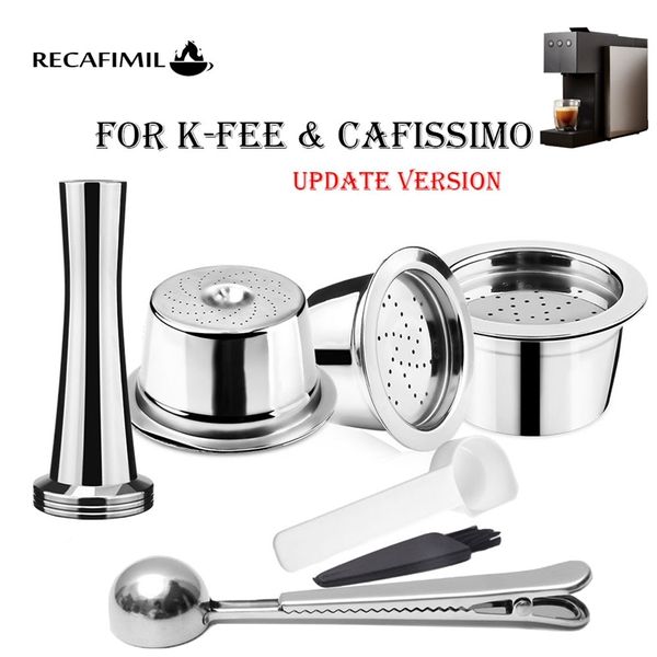 Cápsula de café recafimil Reutilizável para Tchibo Cafissimo K-Taxa II Máquina Refil Refill Café Copo Colher com Clip 210712