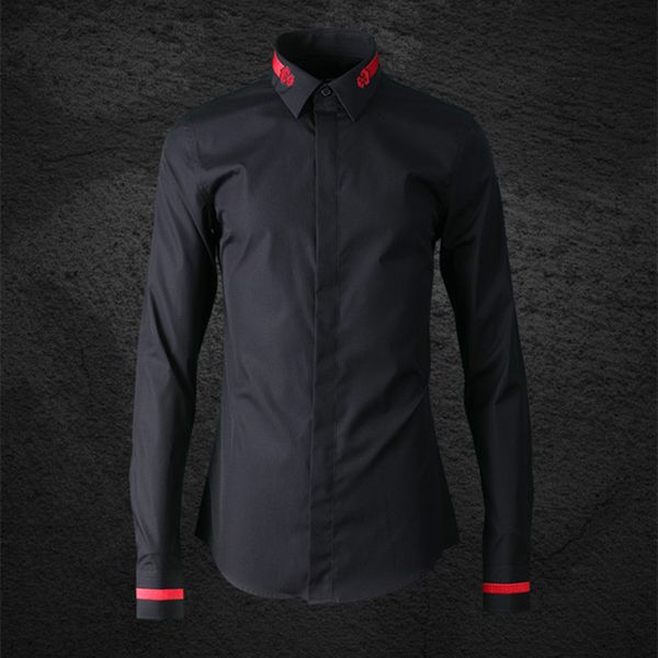 

2021 new high-quality italy style long-sleeved cotton men brand fashion solid black shirts male business clothing shirt mens camisa bbwk, White