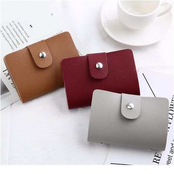 

new pu leather function 24 bits card case business card holder men women credit passport card bag id passport wal qyluoe