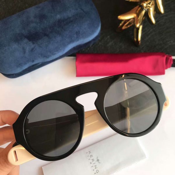 

glasses 0256s round sunglasses black ivory/grey 0256 gafas de sol round sunglasses new with the box, White;black