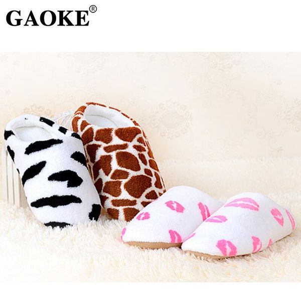 

slippers 2021 winter woman shoes soft plush indoor home furry warm for bedroom couple, Black
