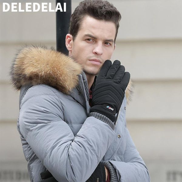 

fingerless gloves deledelai 2021 fashion winter autumn warm full finger touch screen wind proof driving men male mittens item 679, Blue;gray