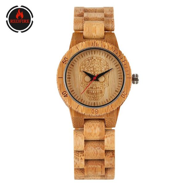 

wristwatches redfire full bamboo wood bangle ladies watches natural wooden watch band creative fashion women's wrist clock quartz movem, Slivery;brown