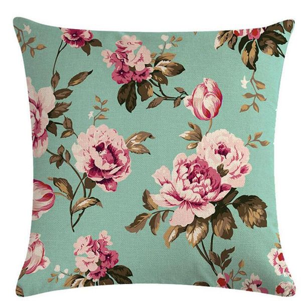 

pillow case 45x45cm simple rural style printed flower series hug pillowcase pure natural linen cushions dustproof cover home textiles