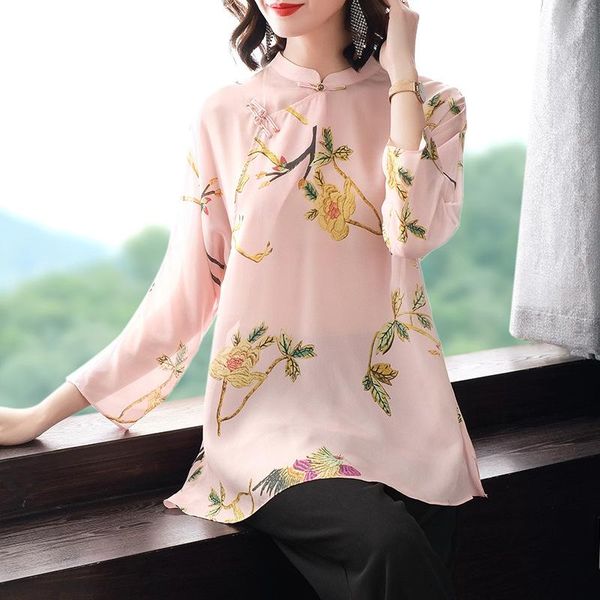 

women's blouses & shirts real silk womens and long sleeve blouse spring autumn korean fashion clothing women blusas p7562 yy2621, White
