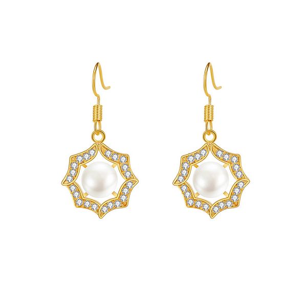 

dangle earrings bella jewelry geometric korean version elegant simple micro inlaid zircon with pearl female, Silver