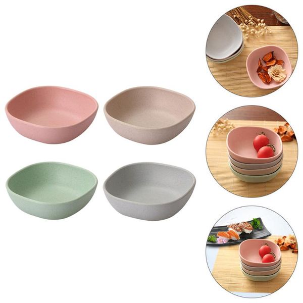 

dishes & plates 4pcs stylish sauce household bamboo fiber side dish bowls