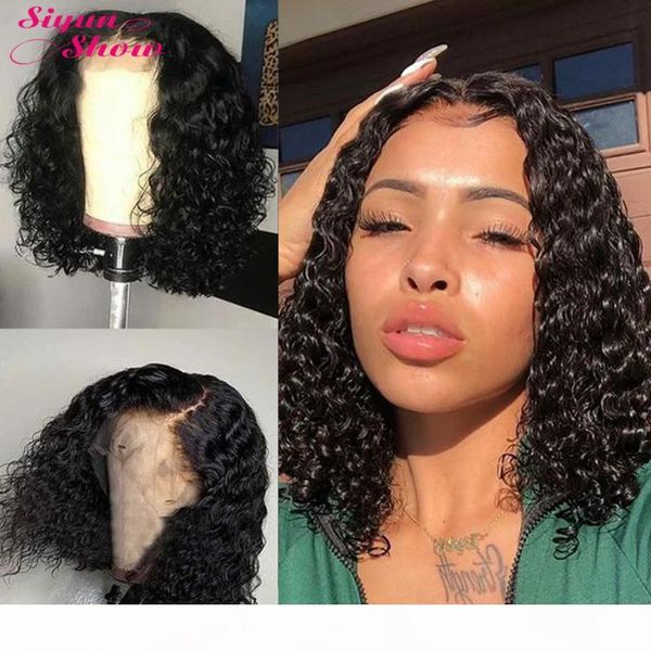 

siyun show brazilian curly bob wig 4x4 lace closure wig short curly human hair wigs for black women remy human hair lace wigs, Black;brown