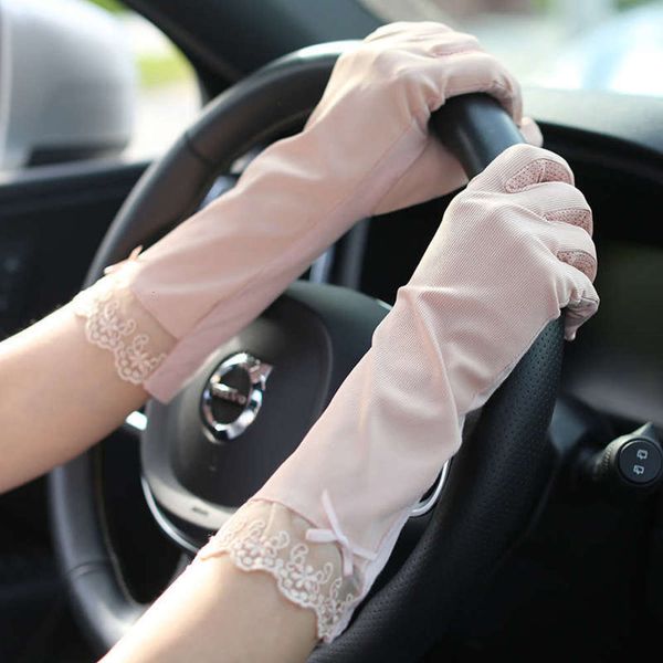 

women' proof gloves thin summer ice sun silk bicycle anti-skid long spring and autumn sunshade anti ultraviolet hand sleeve, Blue;gray