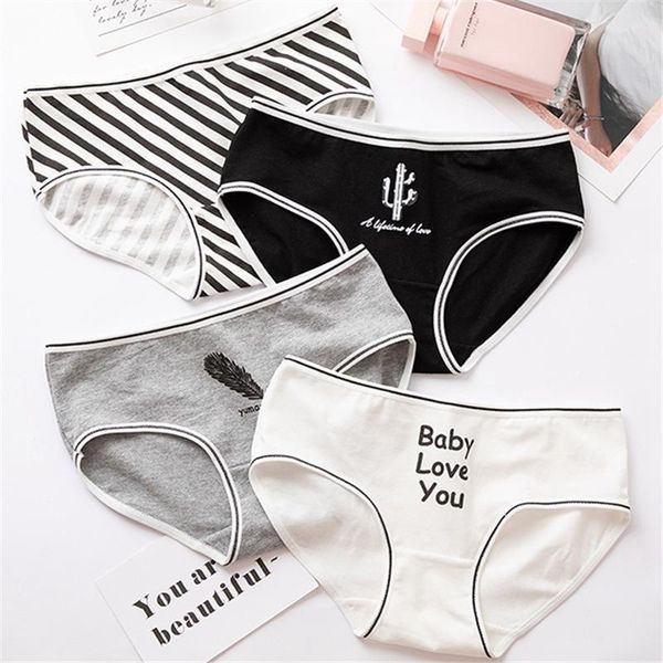 

women's panties girly cartoon cotton underwear fashion sports comfortable ladies breathable cute printed, Black;pink
