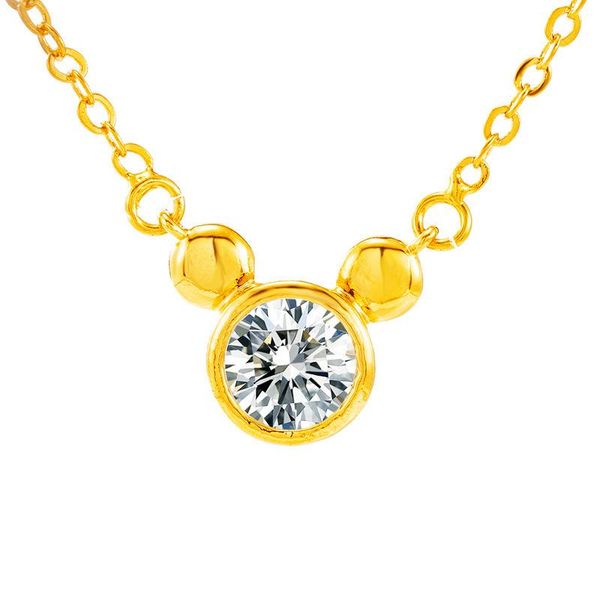 

chokers 24k gold pendant necklaces for women girls teens cute mikey zircon choker 2021 trend jewelry gift, Golden;silver