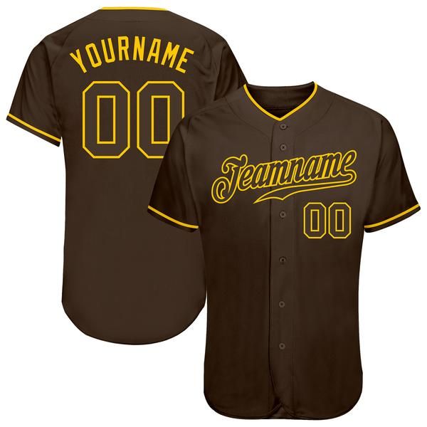 

custom brown brown-gold authentic baseball jersey, Blue;black