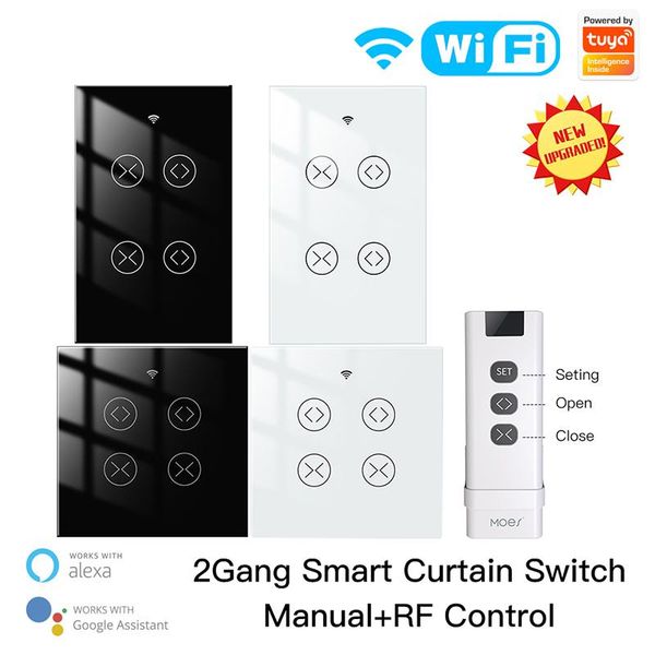

smart home control tuya wifi double 2 gang curtain roller shutter blind switch electric motor app remote works with google alexa