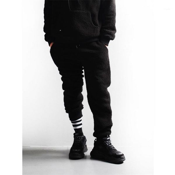 

men's pants slim body fleece sports casual with the same fashion korean version of trend large, Black