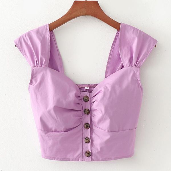 

women's tanks & camis harada french sweet vintage women fashion purple buttons tank elegant short female ladies ead, White