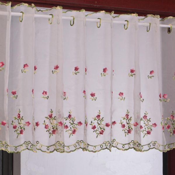 

curtain & drapes lace pastoral embroidered floral short voile curtains perspective pelmet valance for kitchen bathroom indoor balcony bay wi