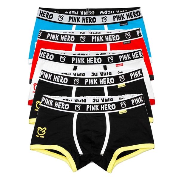 

5pcs lot pink heroes classic men underwear boxers cotton male panties comfortable cost effective  l xl xxl 210826218e, Black;white