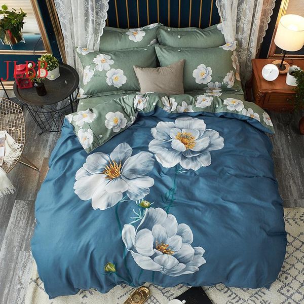 

bedding sets american flower set bohemia style bed linens heavy brushed cotton duvet cover+ flat sheet+pillowcase 4pcs