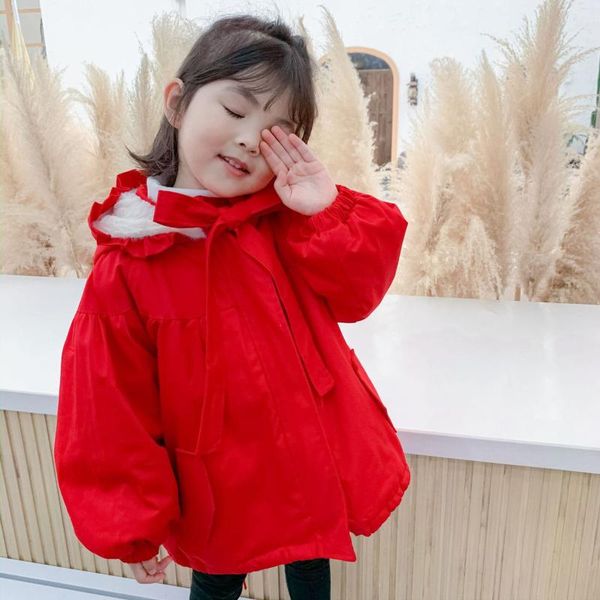 

coat girls' fleece lined baby thickened princess year clothes red cotton-padded jacket, Blue;gray