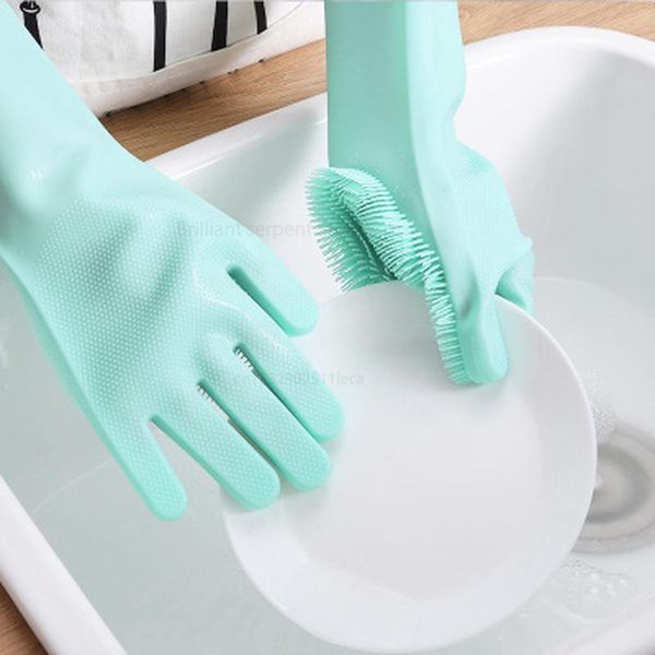 

disposable gloves kitchen brush food grade dishwashing cleaning magic rubber glove for household scrubber clean tool