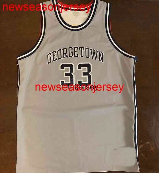 100% costurado raro Georgetown Hoyas Alonzo Mourning Basquete Jersey Masculino Feminino Juvenil Costurado Número Personalizado Nome Jerseys XS-6XL