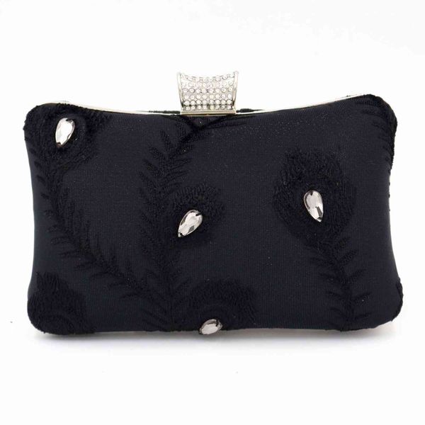 

evening bag dinner black embroidery hand lady party dress