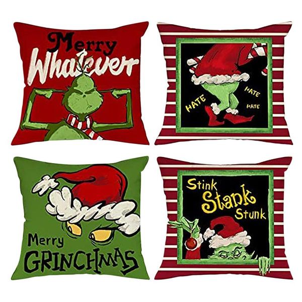 

pillow case merry christmas ornament throw cover winter holiday party cushion decoration for sofa couch