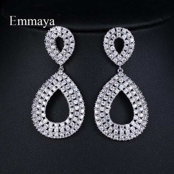 

dangle & chandelier emmaya fashion female crystal leaf drop earrings zircon wedding jewelry long, Silver