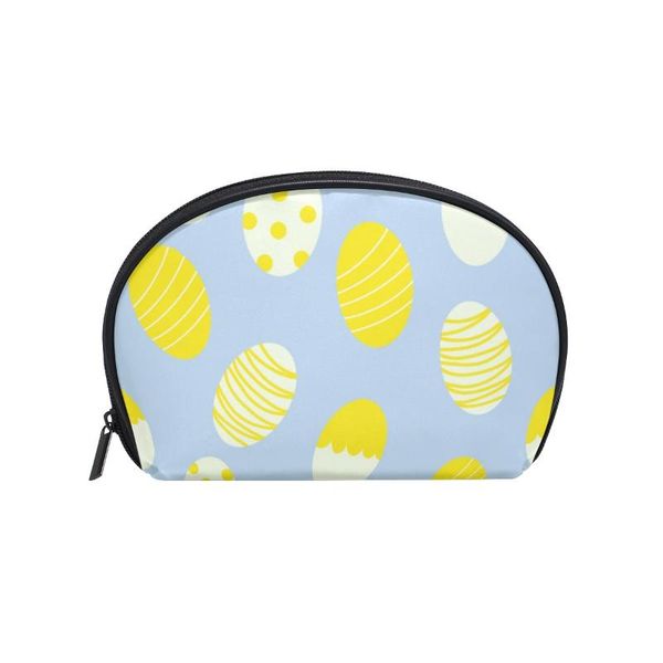 

fengju multifuncition shell cosmetic bag purse half moon hanging travel toiletry pouch for girls woman easter eggs