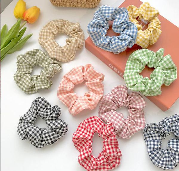 

hair scrunchies plaid mesh hair ties clear wide hairband women girls ponytail holder summer hair accessories 19 designs, Slivery;white